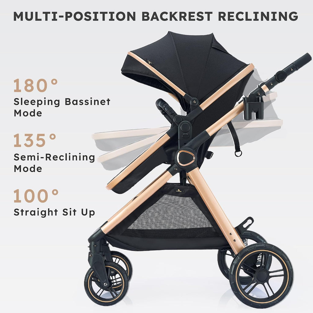 Accombe 2-in-1 Convertible Baby Stroller for Newborn to Toddler