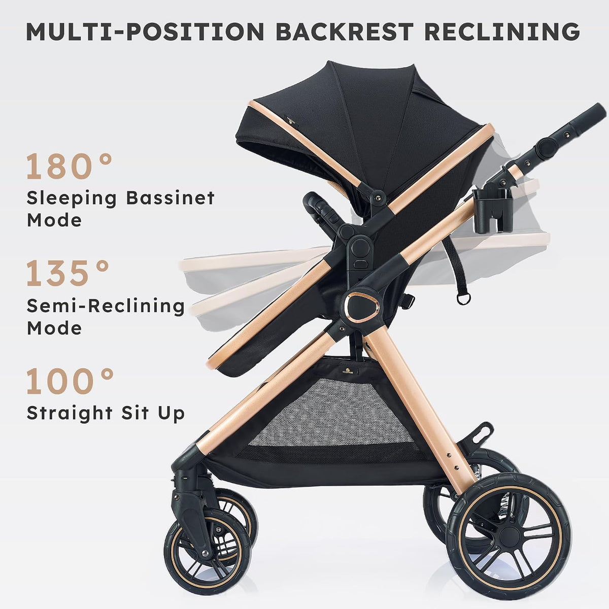 Accombe 2-in-1 Convertible Baby Stroller for Newborn to Toddler