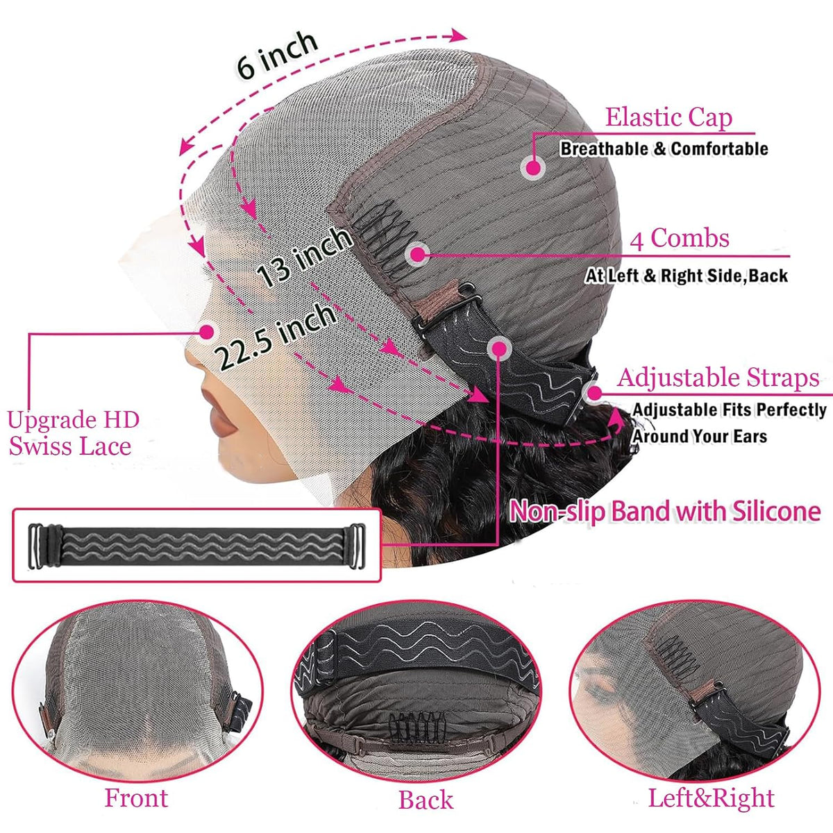 KVFCT 30 Inch Deep Wave Lace Front Wigs Human Hair 13x6 HD Transparent Deep Wave Lace Front Wigs for Women 200% Density Curly Lace Front Wig Pre Plcked Deep Wave Wigs with Baby Hair