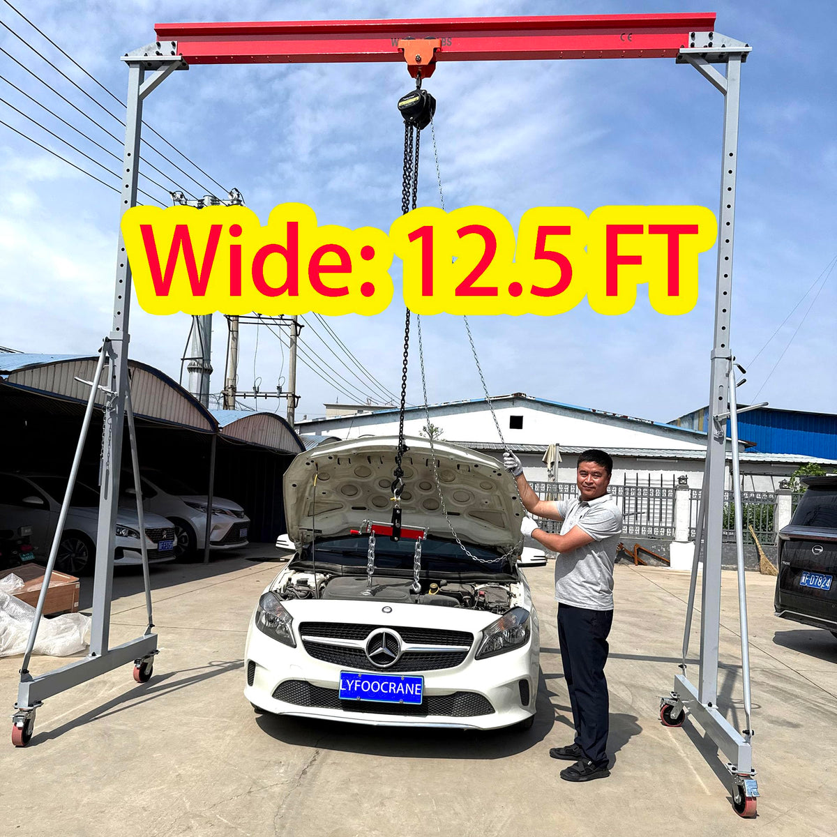 Width 10.5 FT Adjustable Gantry Crane 4000 LB Capacity, Height Adjustable Gantry 9.85 FT ~ 10FT ~ 12 FT~12.5 FT~13.90 FT, Portable Gantry Hoist 2T, Garage Crane with Hoist and Rigging Kit (10.5 FT)