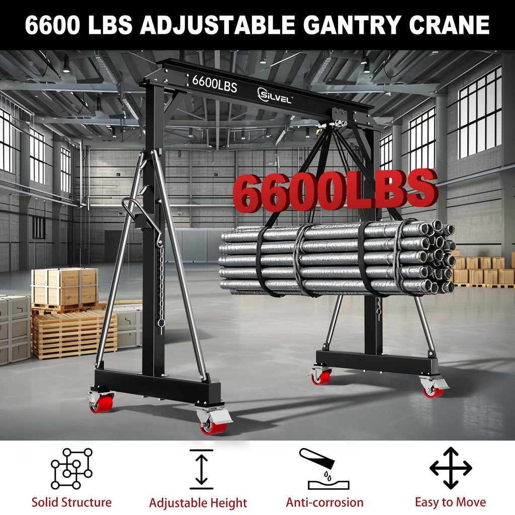SILVEL 3 Ton 6600Lbs Gantry Crane for Factories, Warehouses, Garage, Blue