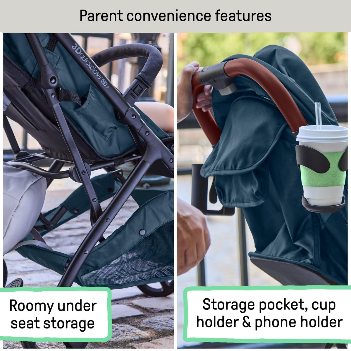 Ingenuity 3Dquickclose CS+ Compact Fold Stroller â Lightweight Stroller with Oversized Canopy, Extra-Large Storage and Compact Fold, Gray