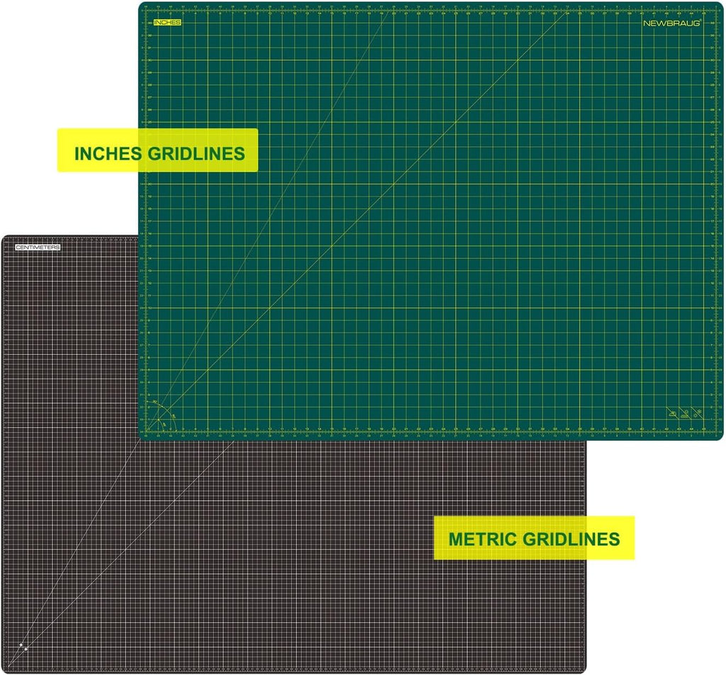 NEWBRAUG 36'' Ã 48'' Large Self Healing Cutting Double Sided 5-Ply Mat, Big Cutting Board for Rotary Cutting, Quilting, Sewing, Craft, Fabric & Scrapbooking(Green/Black)