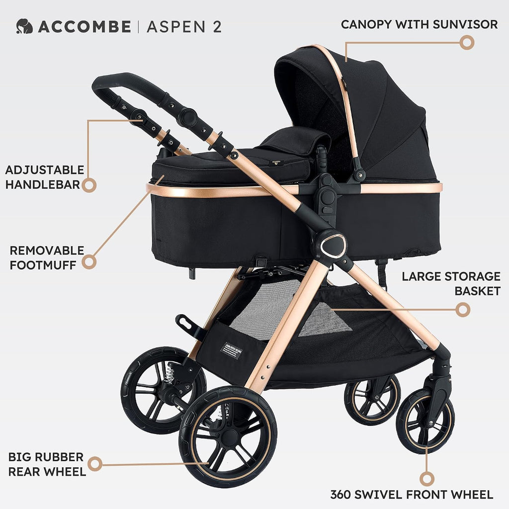 Accombe 2-in-1 Convertible Baby Stroller for Newborn to Toddler