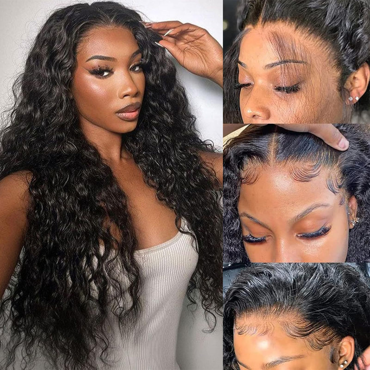 KVFCT 30 Inch Deep Wave Lace Front Wigs Human Hair 13x6 HD Transparent Deep Wave Lace Front Wigs for Women 200% Density Curly Lace Front Wig Pre Plcked Deep Wave Wigs with Baby Hair