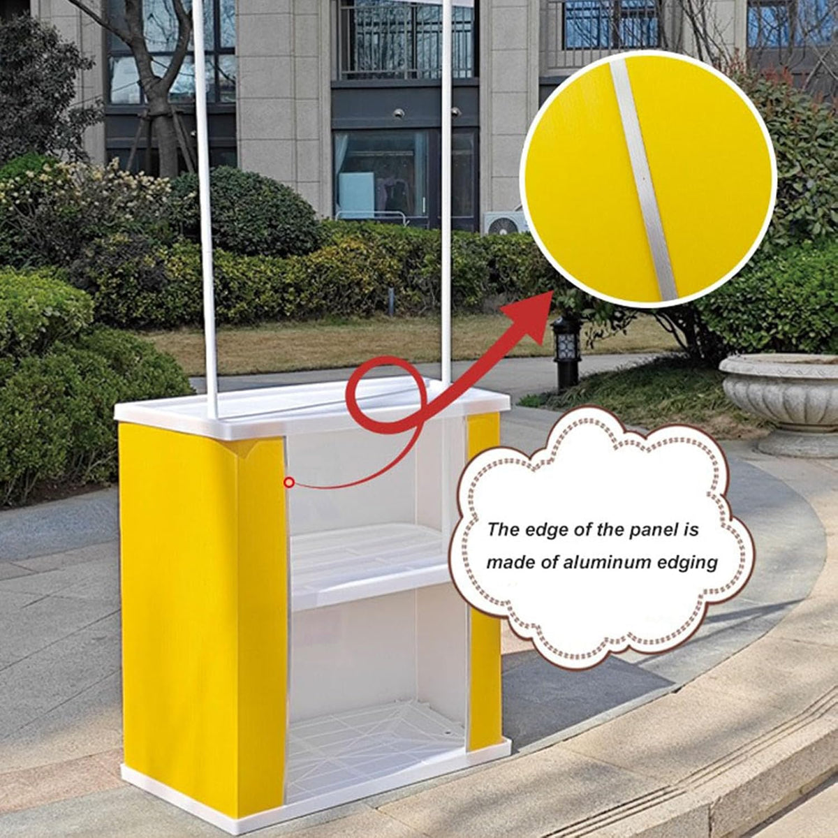 Folding Promotional Counter Table, Portable Retail Reception Event Desk Front Desk Podium Pop Up Exhibition Counter Trade Show Display Stand,Supermarket Tasting Table Banner Advertising Stand