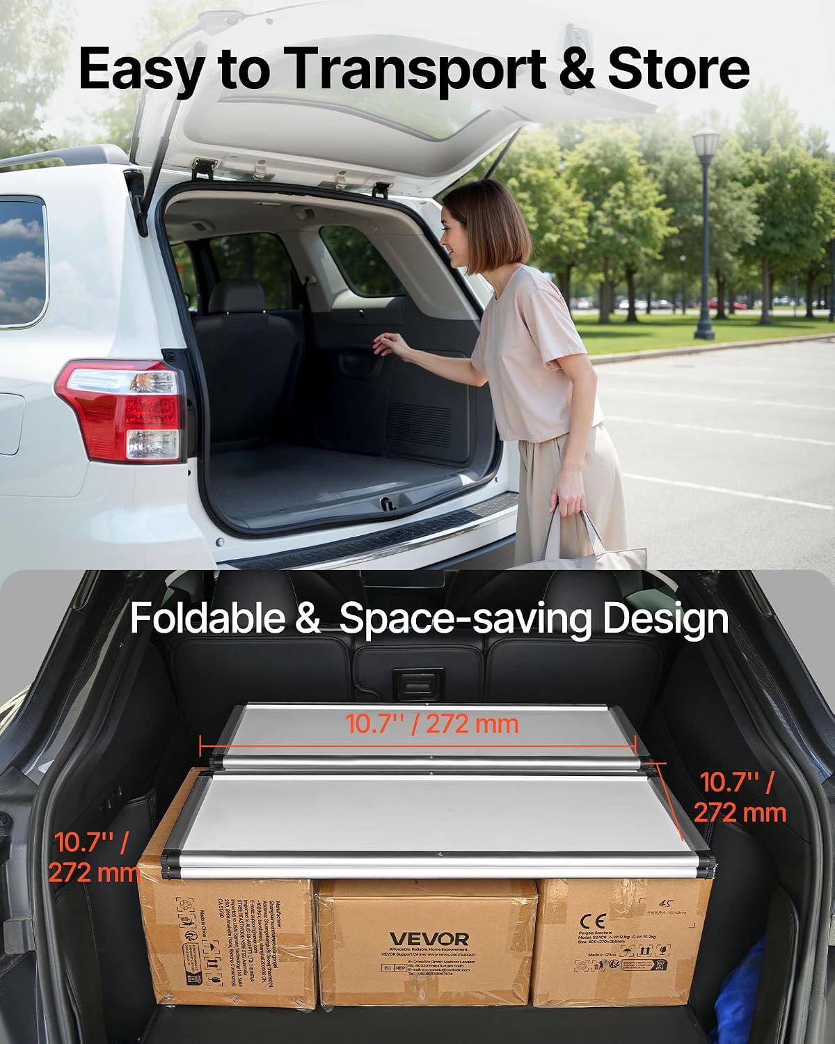 VEVOR Promotion Counter Table, Portable Tradeshow Podium Table, 30.91" x 14.96" x 71.46", Display Exhibition Counter Stand Booth Fair with Wall, Pop Up Podium with Storage Rack/Carrying Bag