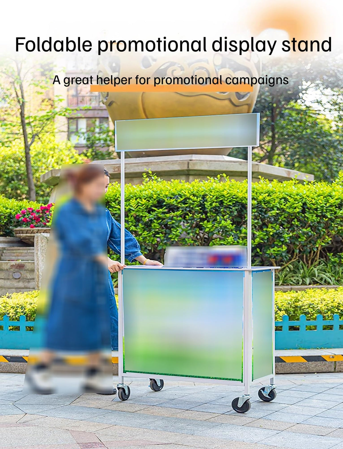 Mobile Portable Promotion Counter, Table Trade Show Display Counter ,Supermarket Tasting Table Booth Banner Advertising Stand(Size2)