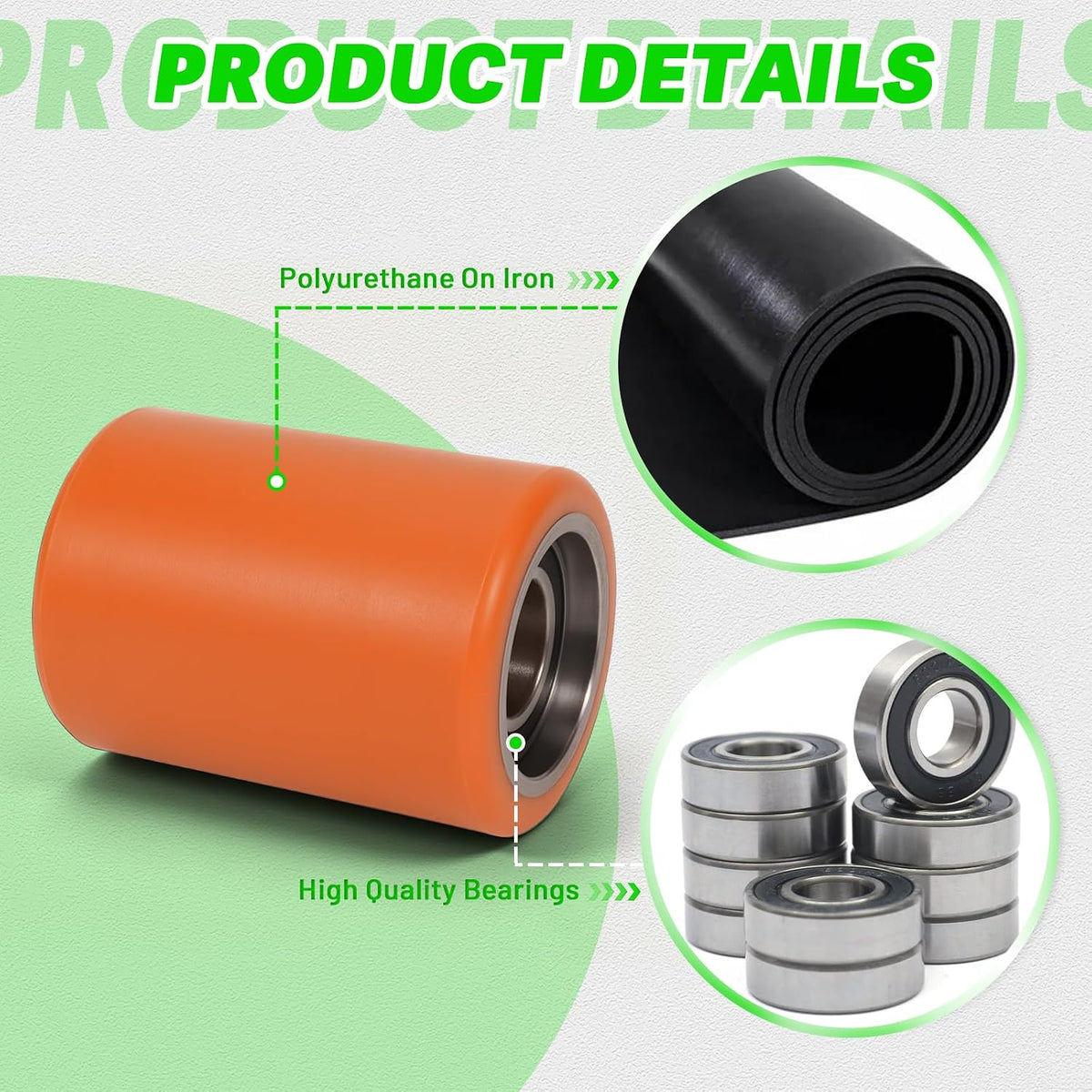 LEAPTREND Load Wheel Kit 2 Pack Compatible with Crown Model WP 3000 Electric Pallet Jack Lift Truck, Heavy Duty Replacement Load Wheels with Bearings