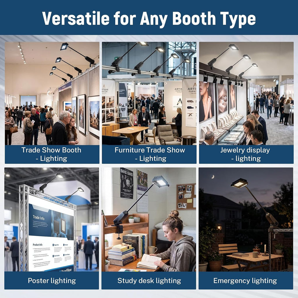 Trade Show Booth Lights, 3pcs LED Display Lighting and Exhibit Arm Lighting