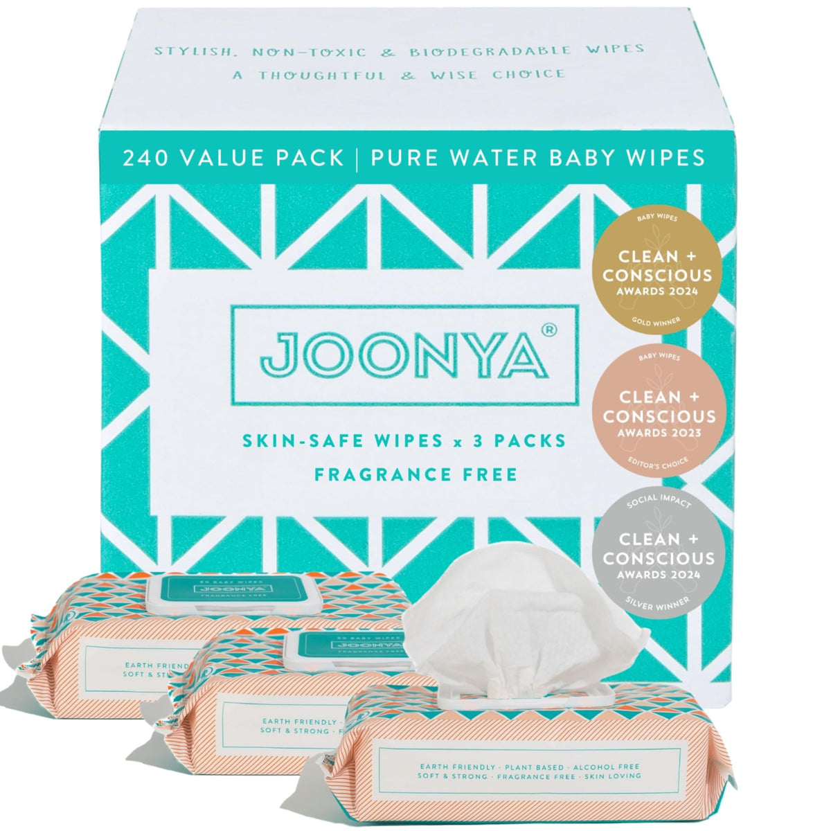 JOONYA Unscented Baby Wipes â Plant-Based, Fragrance-Free Bulk Diaper Wipes | Hypoallergenic, Non-Toxic & Biodegradable Wet Wipes for Sensitive Newborn Skin | 24 Packs of 80 (1,920 Total)