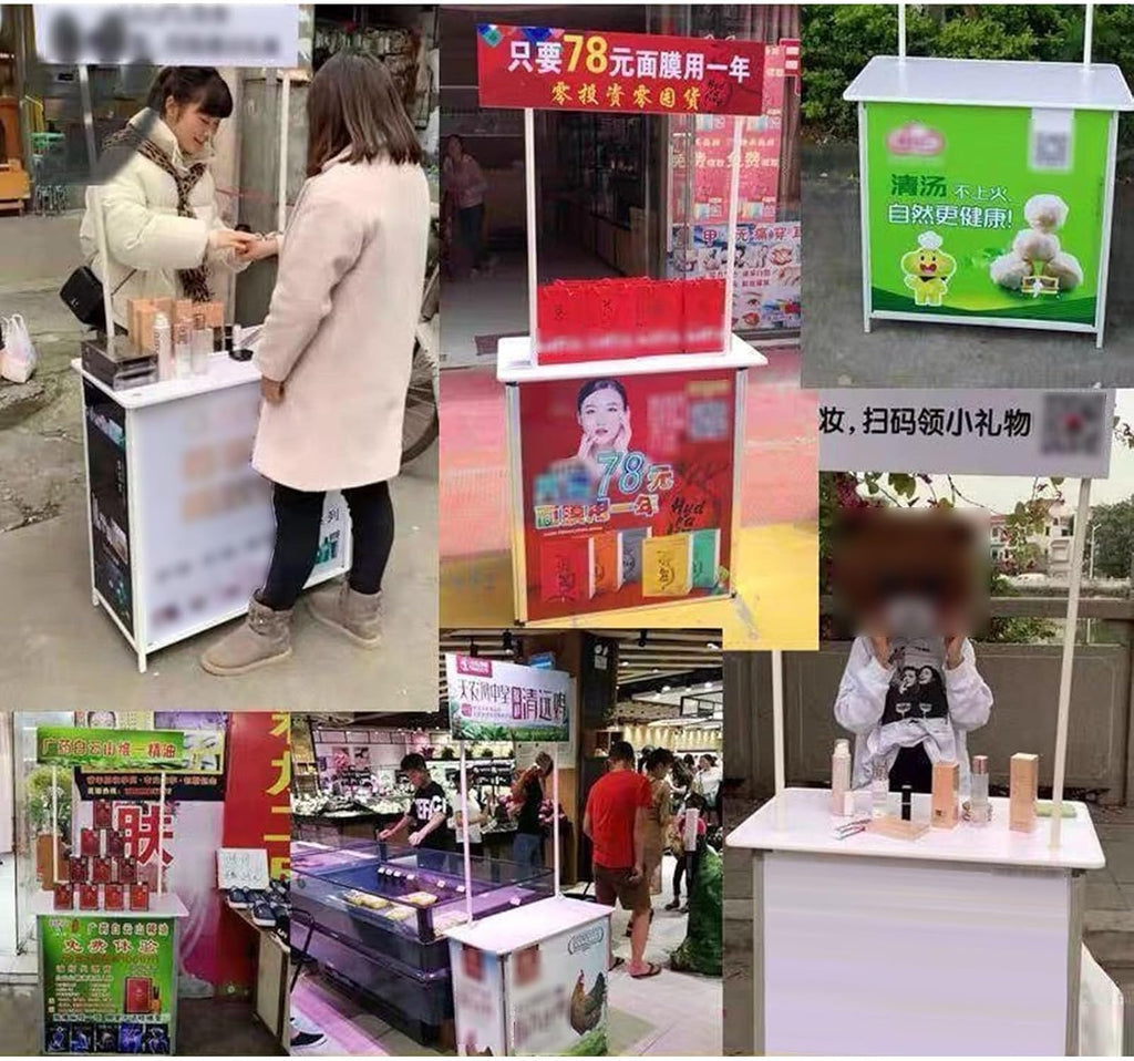 Portable Promotion Counter Table Foldable Booth Trade Show Display Banner Stand Reception Event Desk Retail Advertising Display Banner Stand,Supermarket Tasting Table (Without Wheels)