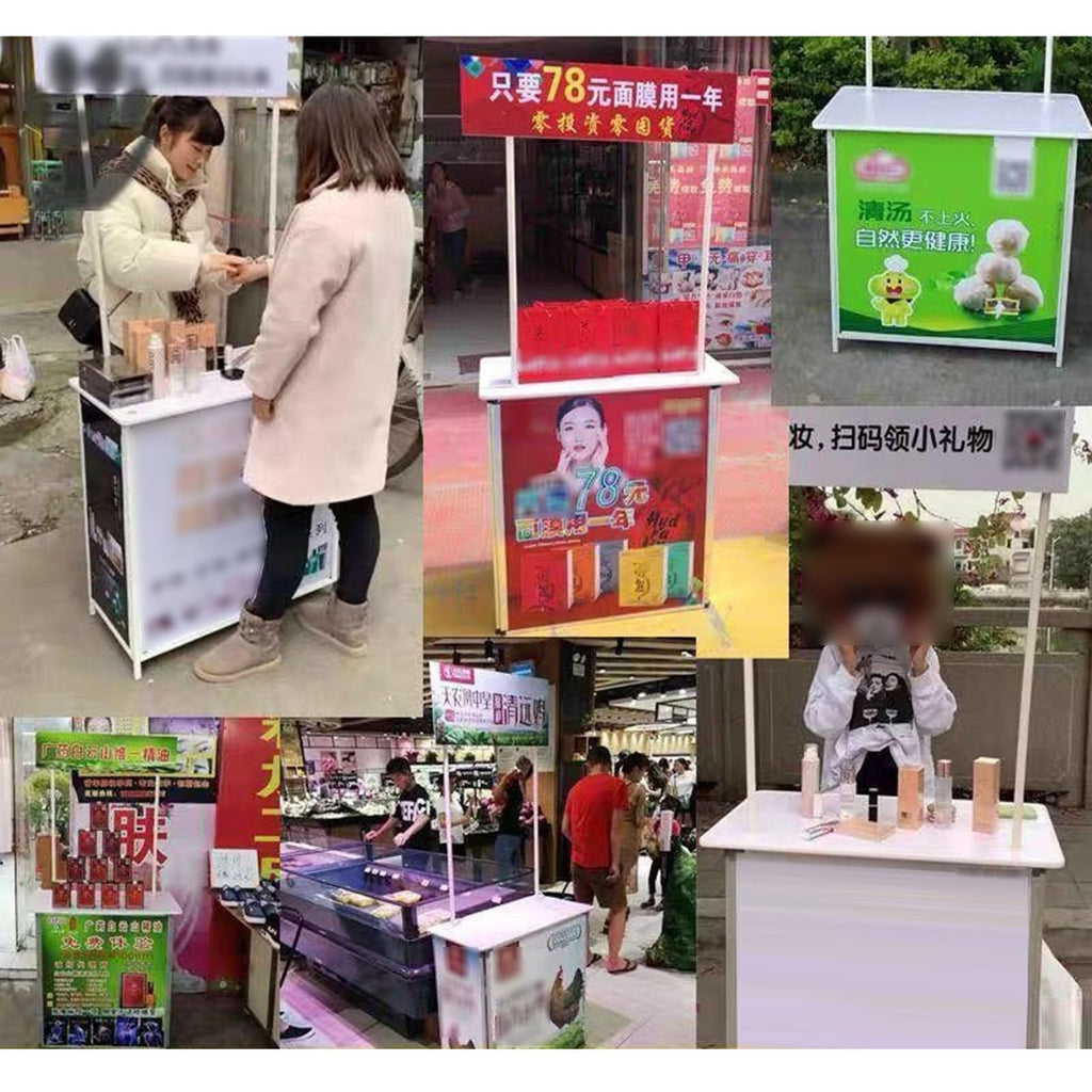Portable Promotion Counter Table Foldable Booth Trade Show Display Banner Stand Reception Event Desk Retail Advertising Display Banner Stand,Supermarket Tasting Table (Without Wheels)