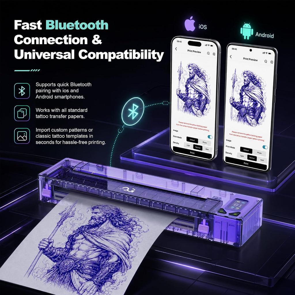 OG Wireless Tattoo Stencil Printer Transfer Tattoo Printer Supplyies Compatible with Android and iOS Smart Phones&Laptops