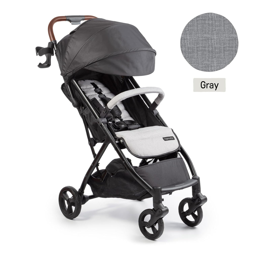 Ingenuity 3Dquickclose CS+ Compact Fold Stroller â Lightweight Stroller with Oversized Canopy, Extra-Large Storage and Compact Fold, Gray