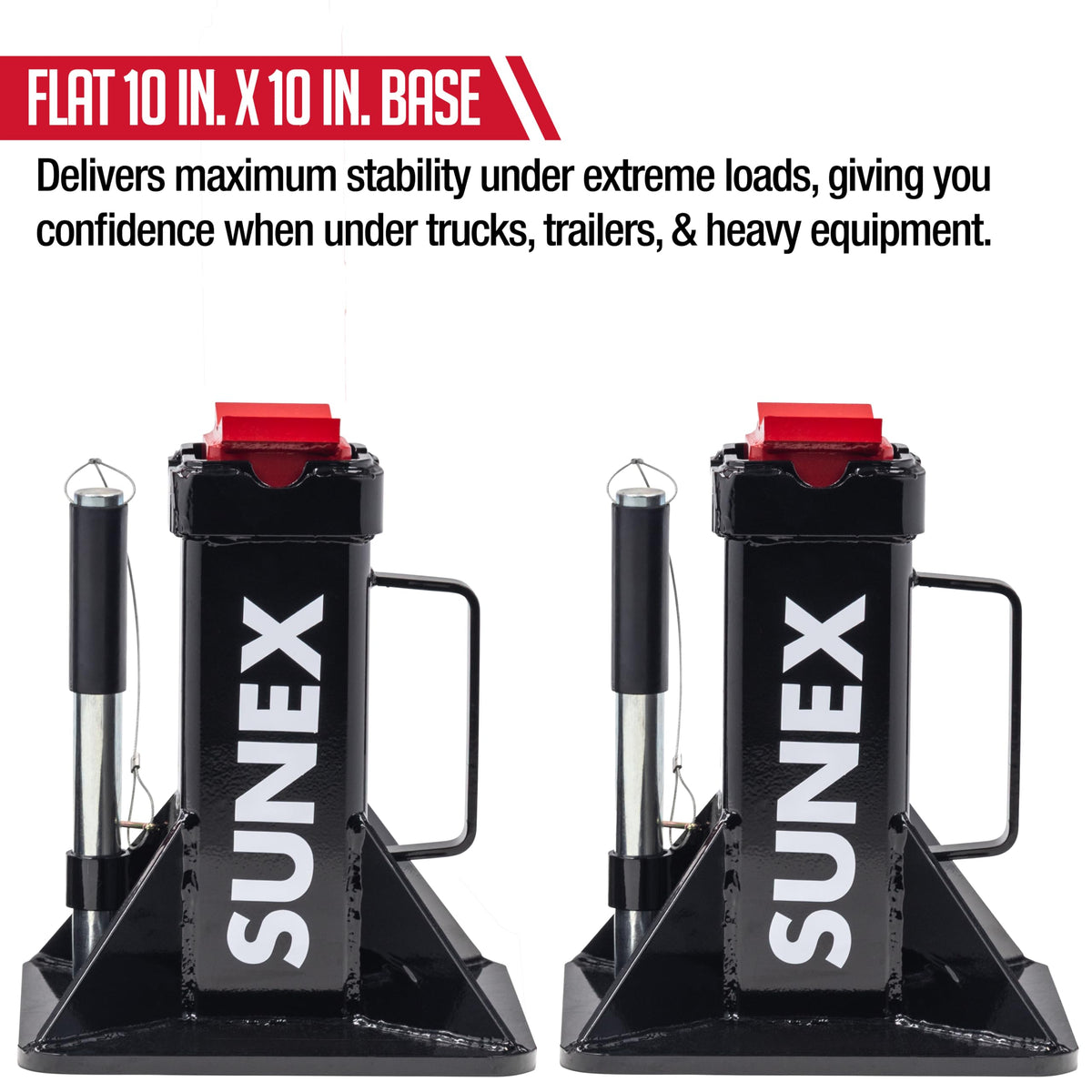 Sunex 1310 10-Ton Medium Height Pin Type Jack Stands, Pair, Red