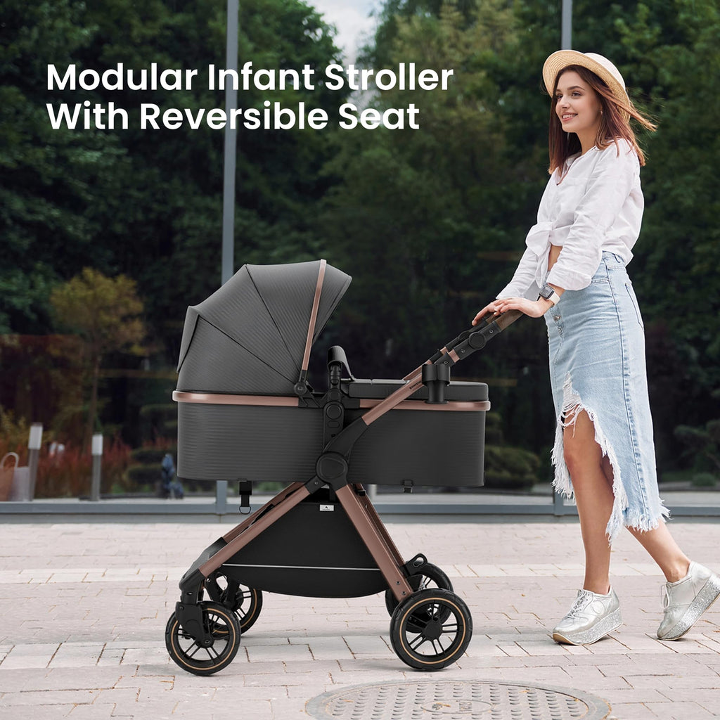 Accombe 2-in-1 Convertible Baby Stroller for Newborn to Toddler