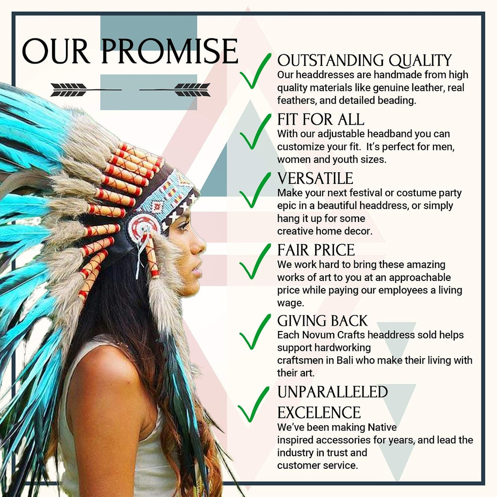 Novum Crafts Large Indian Chief Headdress - Feather War Bonnet Costume