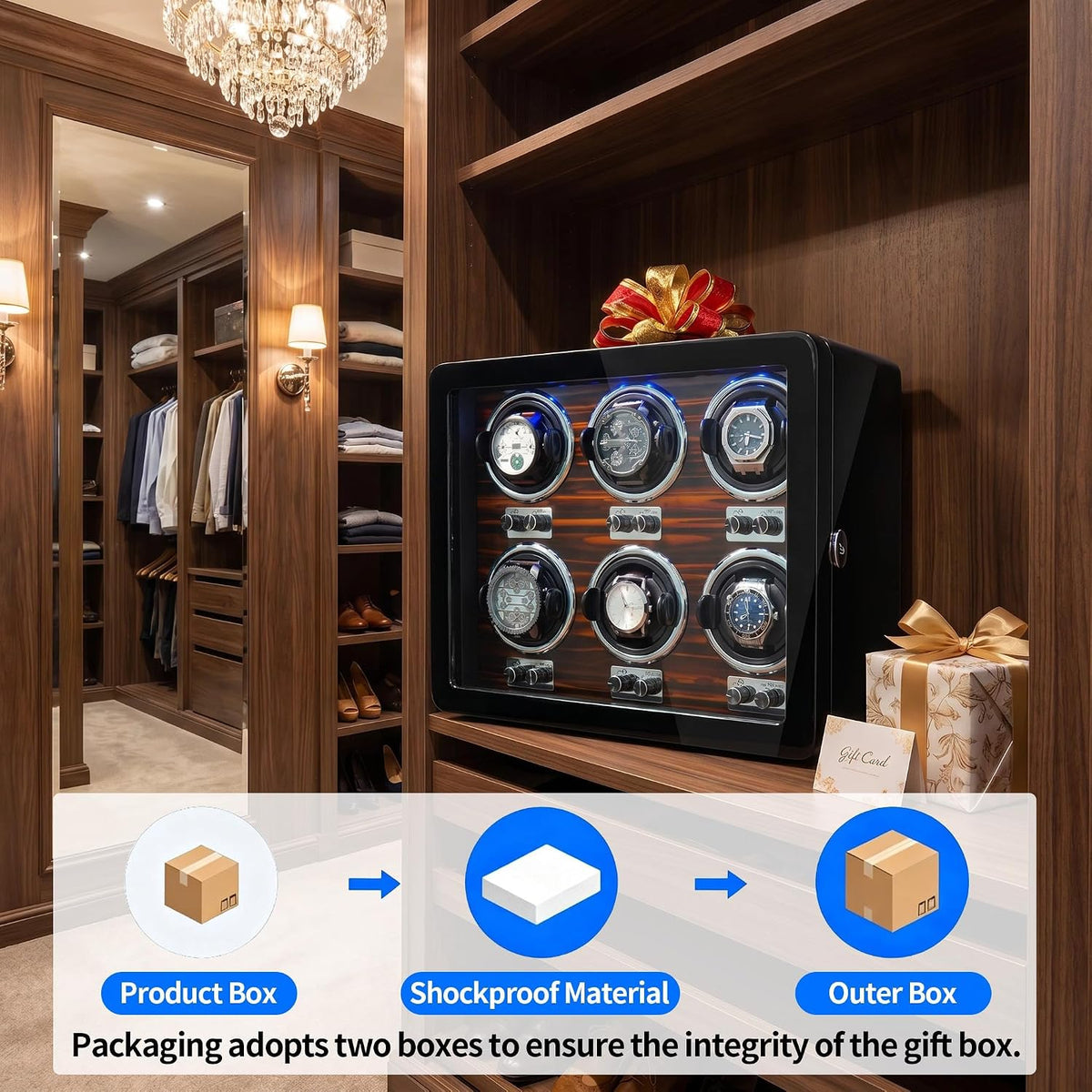Oryx Watch Winders for 3/6 Automatic Watches Wooden Rotating Watch Case