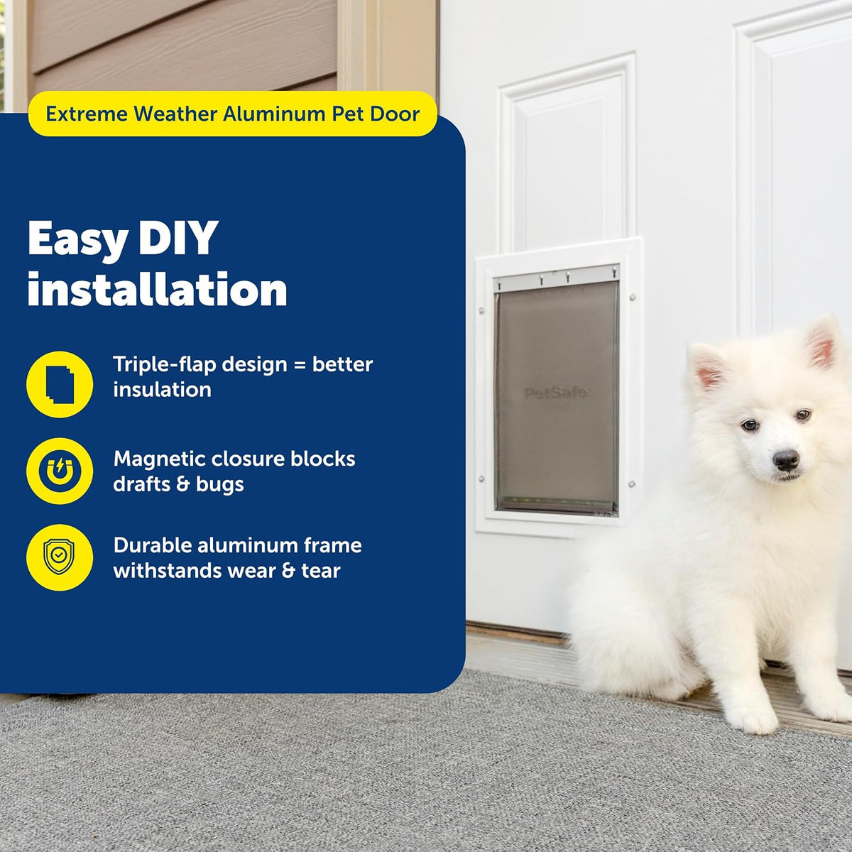 PetSafe Extreme Weather Aluminum Dog Door, 3-Flap Insulated, Medium