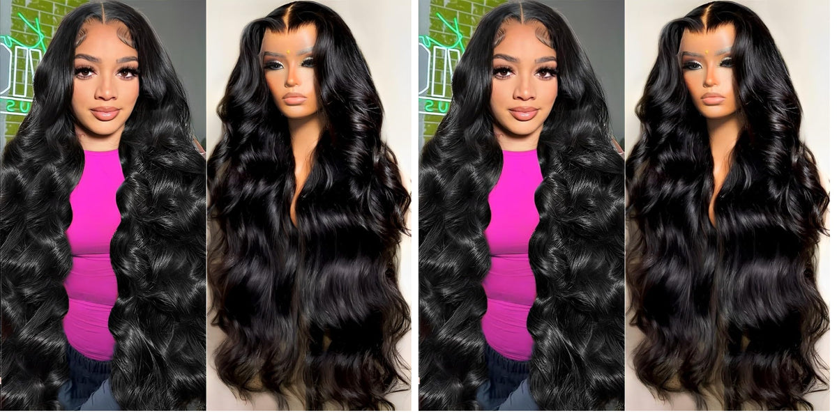 oveflect 30Inch 13x6 HD Lace Front Wig - 200% Density Body Wave Human Hair - Pre-Plucked Glueless Virgin Hair, Natural Look