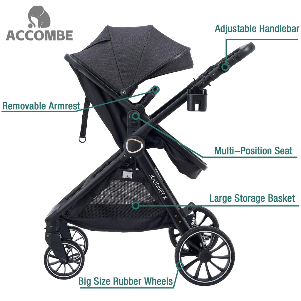 Accombe 2-in-1 Convertible Baby Stroller for Newborn to Toddler