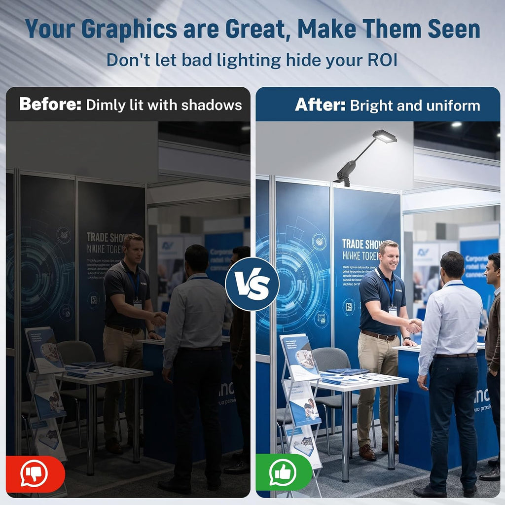 Trade Show Booth Lights, 3pcs LED Display Lighting and Exhibit Arm Lighting