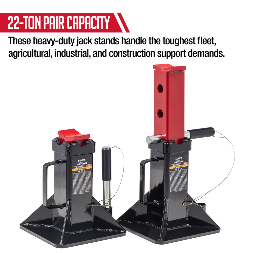 Sunex 1310 10-Ton Medium Height Pin Type Jack Stands, Pair, Red