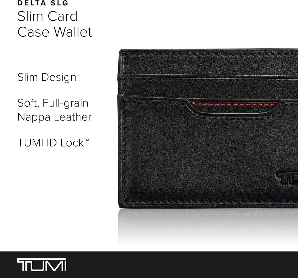 TUMI Delta Slim Card Case Wallet with RFID ID Lock for Men, Black