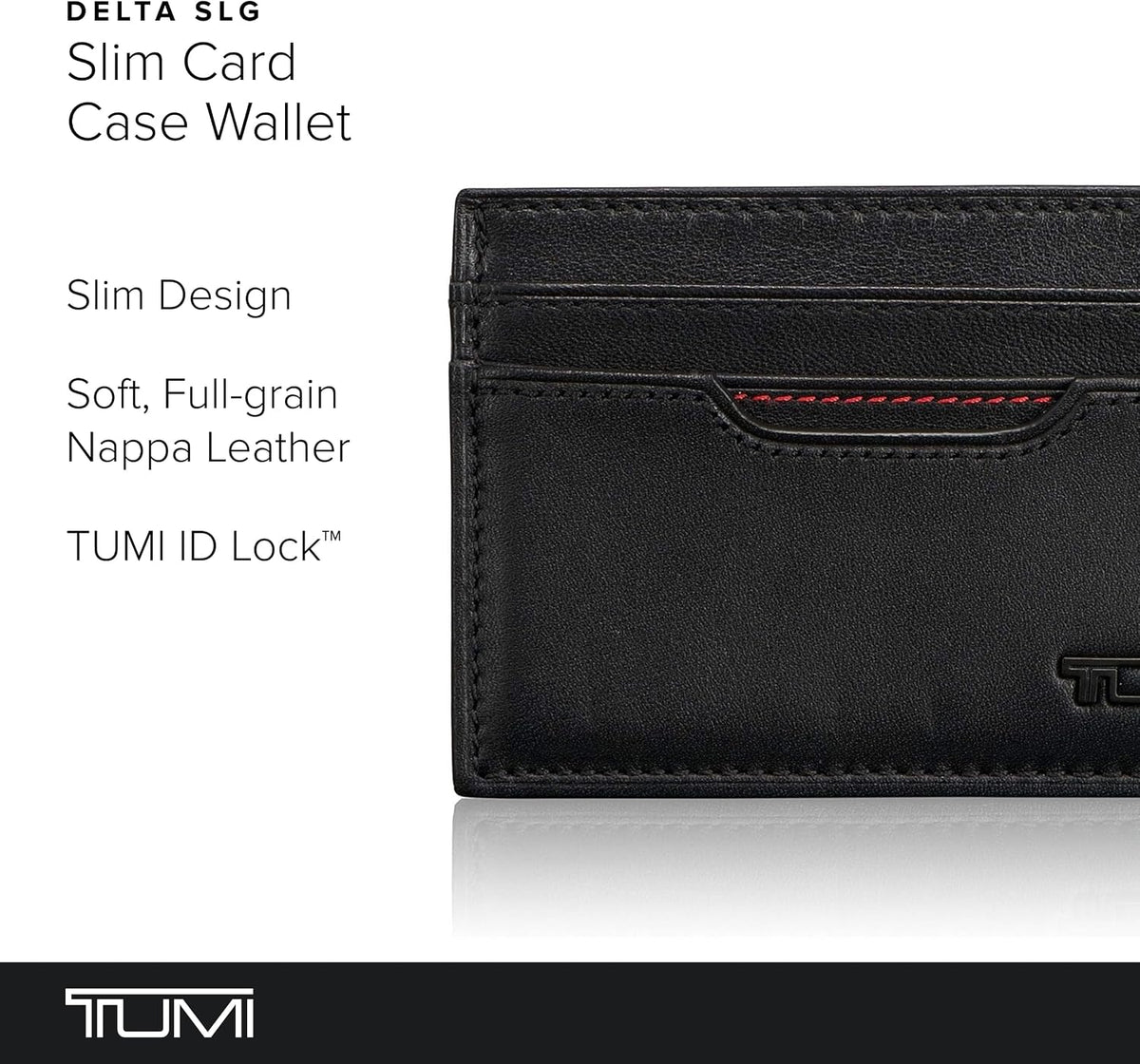 TUMI Delta Slim Card Case Wallet with RFID ID Lock for Men, Black
