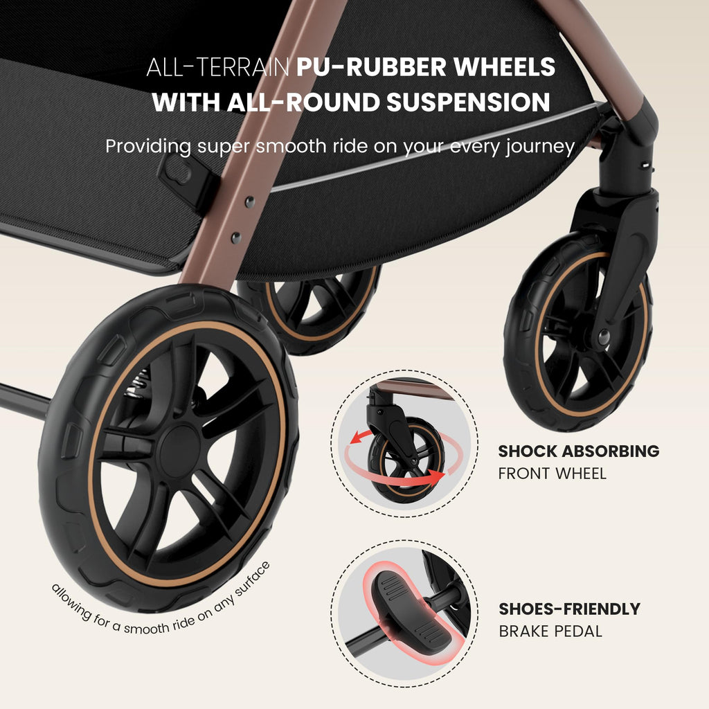 Accombe 2-in-1 Convertible Baby Stroller for Newborn to Toddler