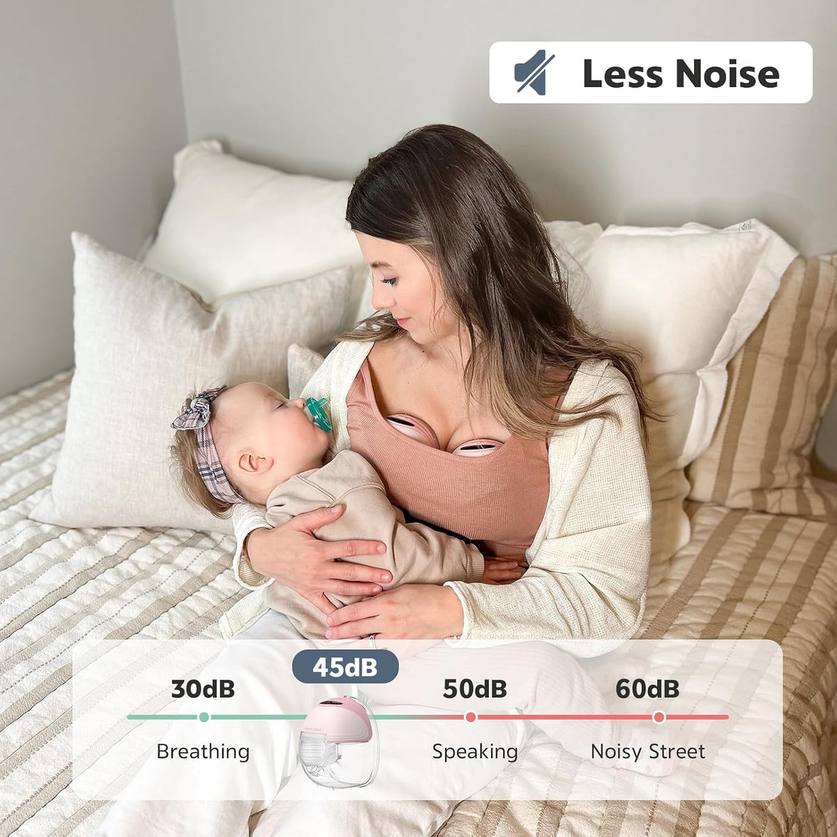 MomMed Wearable Breast Pump (Model S21) â Double Electric Hands-Free Breast Pump, Leak-Proof Design, 3 Modes (Stimulation, Expression, Auto) & 12 Vacuum Levels, Portable and Quiet