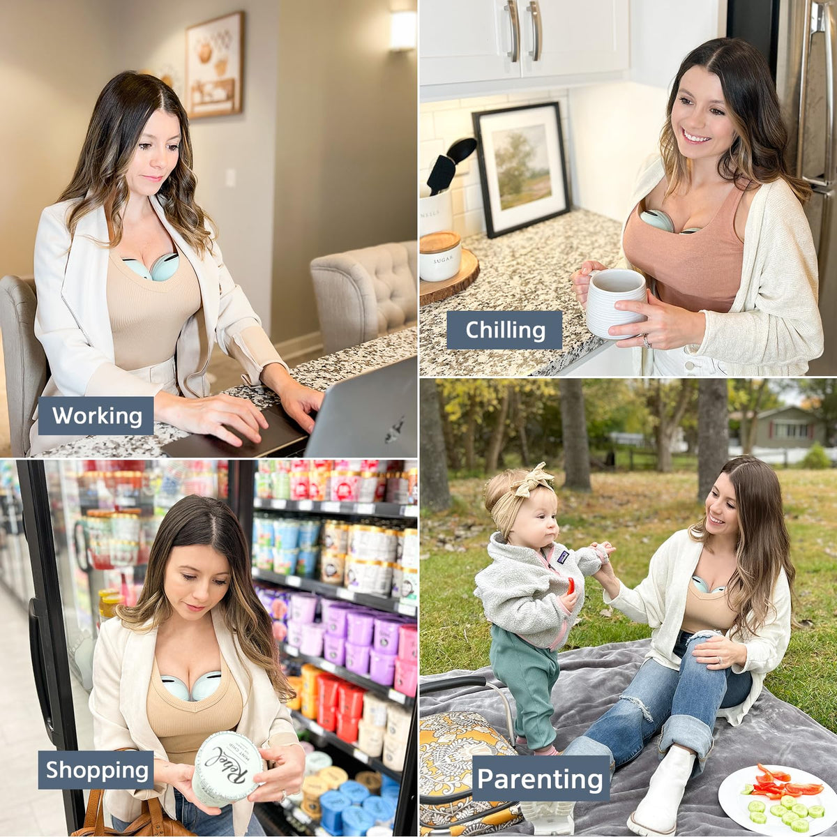 MomMed Wearable Breast Pump (Model S21) â Double Electric Hands-Free Breast Pump, Leak-Proof Design, 3 Modes (Stimulation, Expression, Auto) & 12 Vacuum Levels, Portable and Quiet