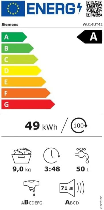 Siemens WU14UT42, iQ500 pralka, 9 kg, 1400 obr./min, możliwość montażu pod blatem, bardzo energooszczędna i cicha, VarioSpeed do krótszych programów, wyświetlacz LED, program outdoorowy, funkcja