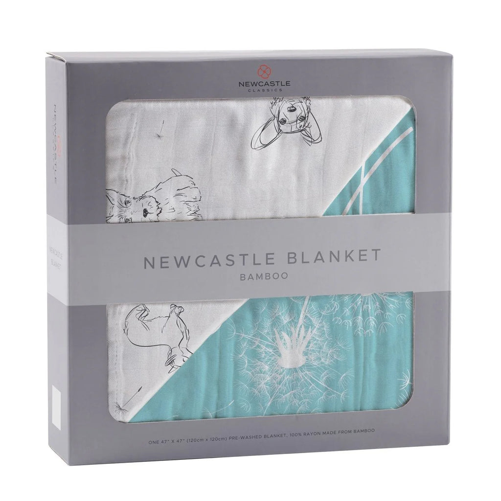 Corgi and Dandelion Seeds Bamboo Muslin Blanket