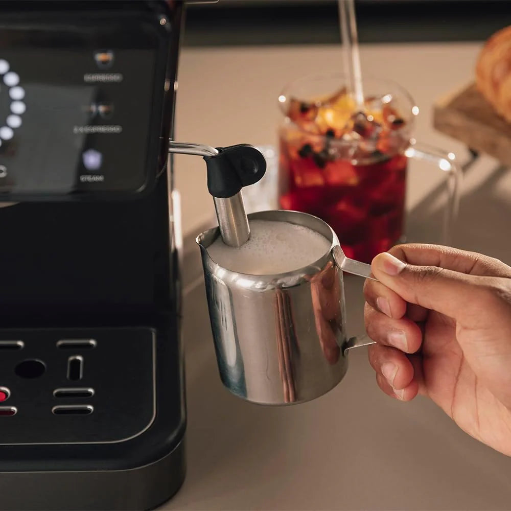 Cecotec Ekspres do kawy z podwójnym wyjściem Power Espresso 20 Barista Cream. 1550 W, 20 prętów, zbiornik na ziarna kawy 250g, młynek z 30 poziomami mielenia, termoblok, zbiornik na wodę 2.5 L