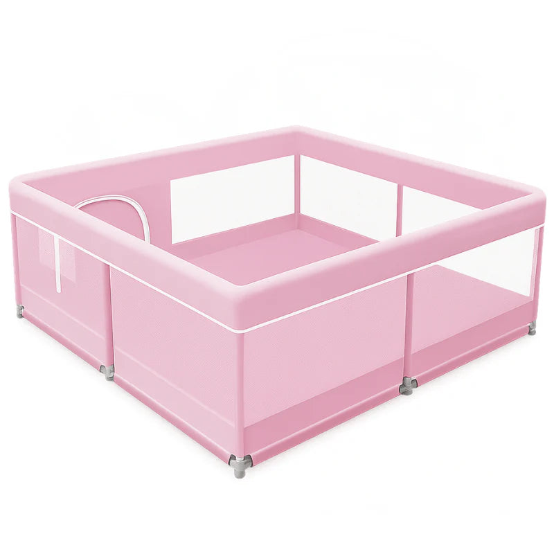 Baby Playpen 50–79 Inches with 360° Mesh, Zipper Door, Suction Feet
