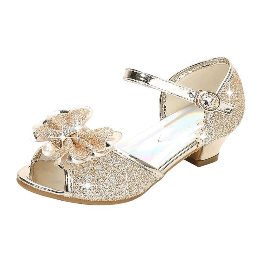 Princess Heeled Sandals for Girls - Glitter & Buckle Design