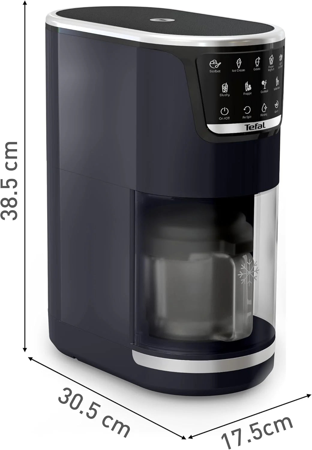 Tefal IG6038 maszyna do lodów Dolci, 10 programów, idealnie gładkie i kremowe rezultaty za jednym razem, program do dodatków, automatyczny program do płukania, kolor czarny