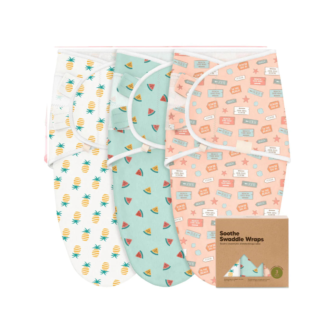 3 Pack Organic Cotton Baby Swaddle Sack with Hook-and-Loop Closure
