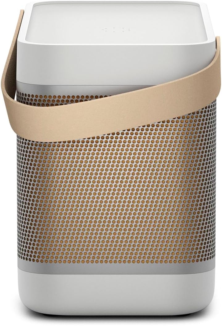Bang & Olufsen Beolit 20 Przenośny głośnik z bluetooth, z ładowaniem bezprzewodowym, głośny dźwięk 360 stopni, głośnik do domu i na zewnątrz, ładowarka Qi do telefonu - Grey Mist