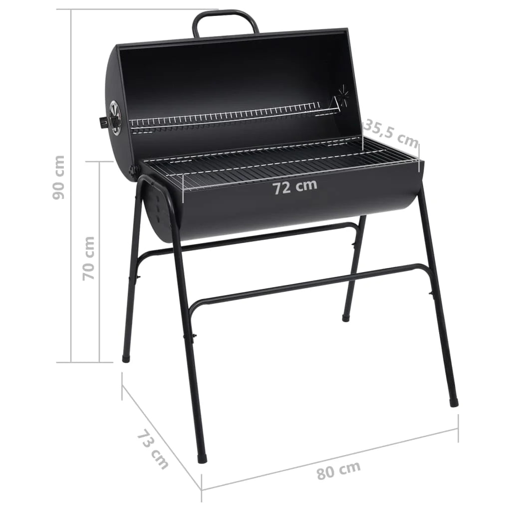 Grill 2026 z 2 czarnymi rusztami – przenośny grill stalowy o wymiarach 80x95x90 cm