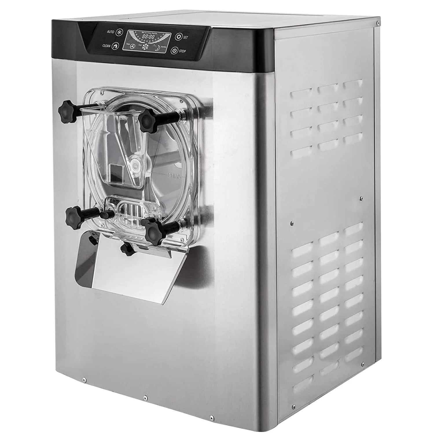 VEVOR Komercyjna maszyna do lodów, 16-20 l/h, 1400 W, z inteligentnym wyświetlaczem LCD i różnymi smakami, do baru przekąskowego, restauracji, srebrna