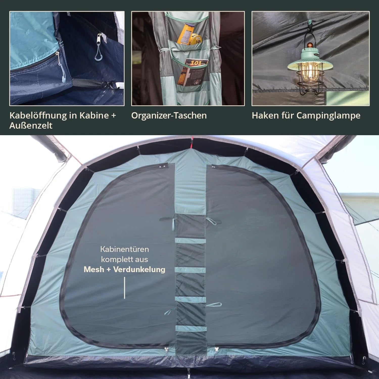Skandika Namiot tunelowy Hafslo Sleeper Protect, 4/5 osób, wodoszczelny, wszyta podłoga namiotu, 5000 mm słupa wody, przedsionek i ciemna kabina do spania, namiot rodzinny