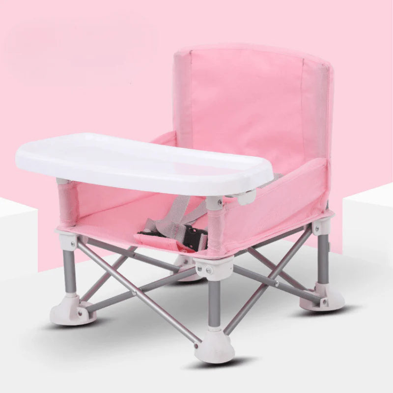 Portable Booster High Chair – Foldable Aluminum Seat with Tray & Travel Bag