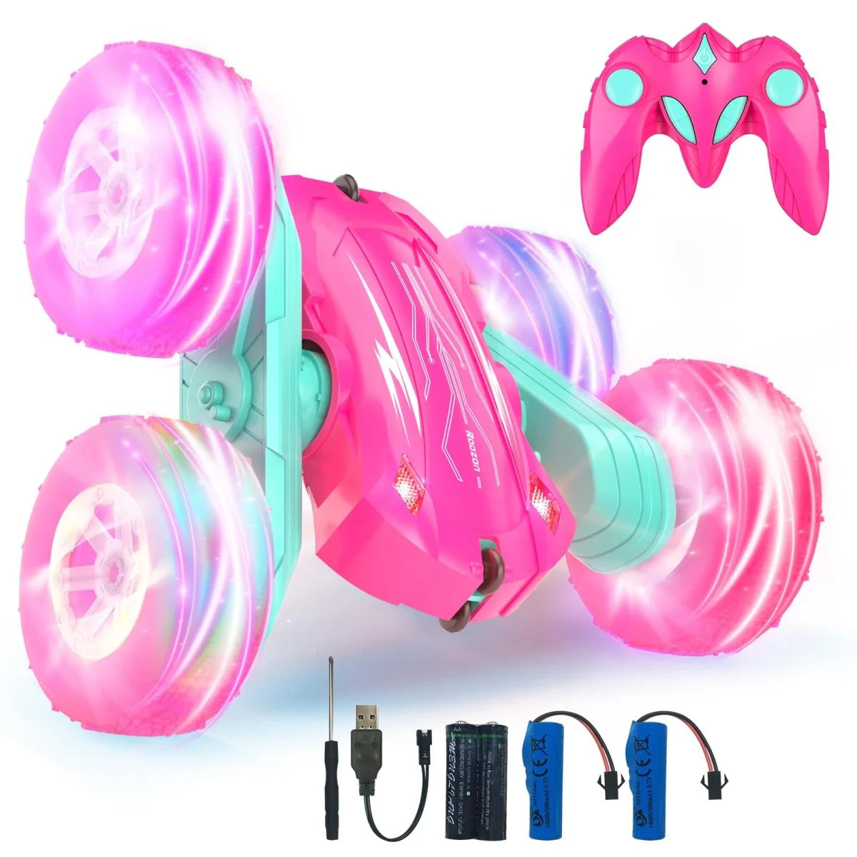 RC Stunt Truck 360° Spin – 2.4GHz Remote, LED Wheels, Dual Battery