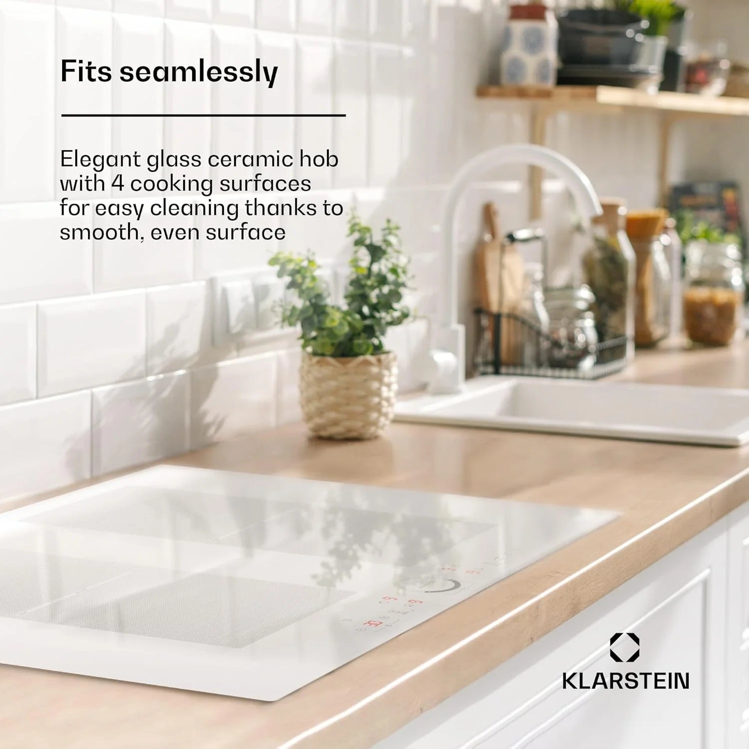 Klarstein Płyta indukcyjna, płyta kuchenna z ceramiki szklanej, 7000 W, płyta indukcyjna z 4 płytami, płyta indukcyjna do zabudowy z ekranem dotykowym i timerem, nowoczesne płyty grzewcze z