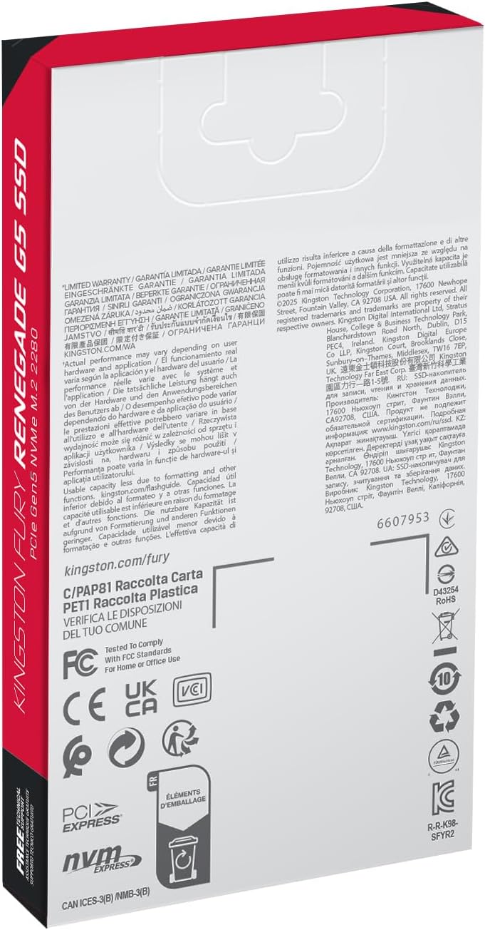 Kingston FURY Renegade G5 PCIe 5.0 NVMe M.2 SSD 2T-SFYR2S/2T0