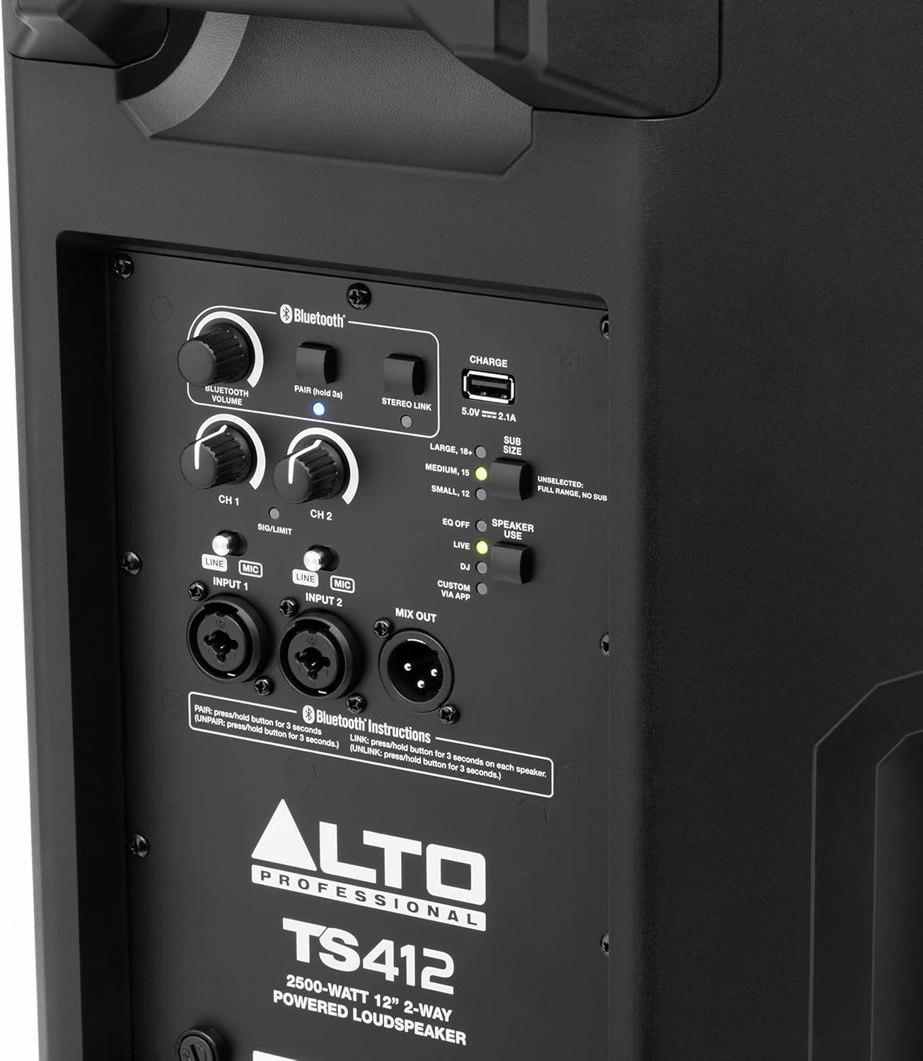 ALTO TS410 Aktywny Głośnik PA 2000W 10 z 3-Kanałowym Mikserem, Bluetooth, Bezprzewodowym Podłączaniem Głośników, DSP i Aplikacją