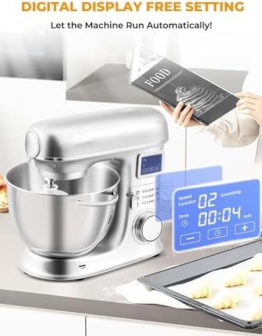 8L Stand Mixer z wyświetlaczem LED 6-Speed Tilt-Head-Healed Electric Kitchen Maszyna do miski ze stali nierdzewnej Mięso miedło Whisk Pasta Maker Do Pieczenia